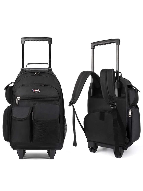 20" Rolling Backpack for Women Men, 2 in 1 Carry-on Travel Backpack with Wheels & Handle for Work, Weekend, School, Short Trips, Black - JH2560