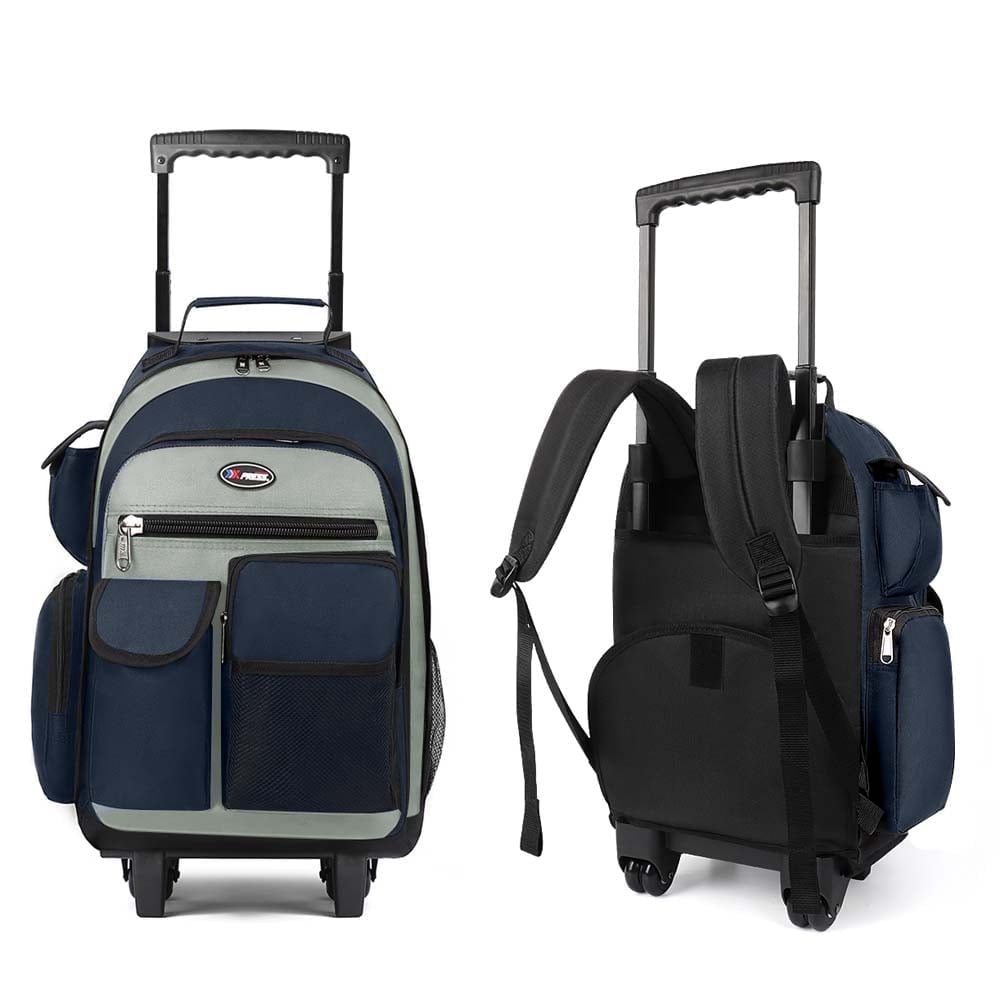 20" Rolling Backpack for Women Men,2 in 1 Carry On Travel Backpack with Wheels & Telescopic Handle for Work, Weekend, School & Short Trips, Blue, JH2560