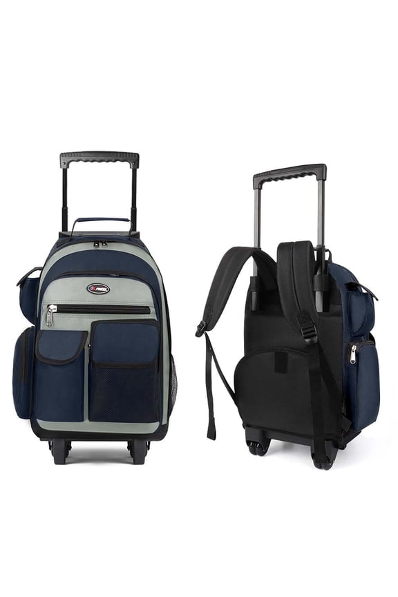 20" Rolling Backpack for Women Men,2 in 1 Carry On Travel Backpack with Wheels & Telescopic Handle for Work, Weekend, School & Short Trips, Blue, JH2560
