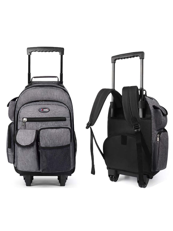 20" Rolling Backpack for Women Men,2 in 1 Carry On Travel Backpack with Wheels & Telescopic Handle for Work, Weekend, School & Short Trips, Grey, JH2560