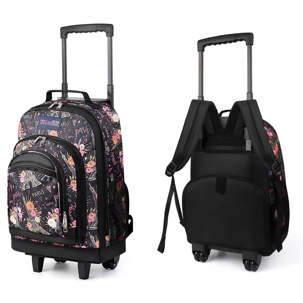 20 inch rolling backpack for travel BAGSMART Women, Wheeled Backpack with Packing Cube, Back pack with Wheels, Carry On Suitcase Bag 17 Large Roller Daypack, Champagne This versatile bag is a school bag J World Sundance 20" Rolling