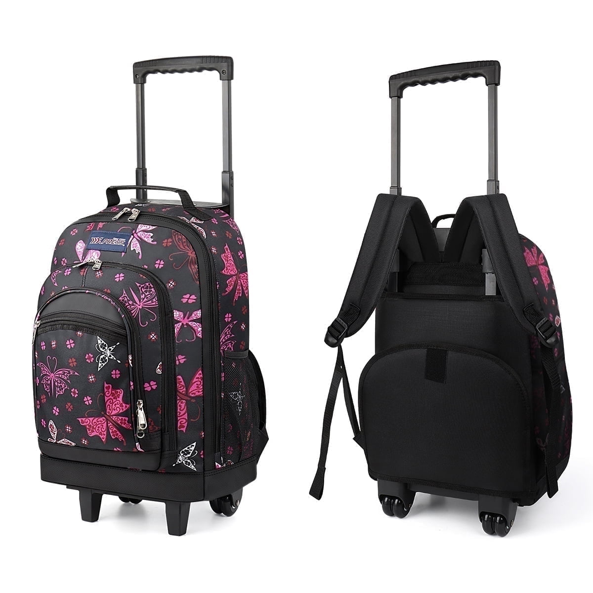 2 in 1 travel duffle backpack Rolling Bag with Wheels, 80L 28” Folding Duffle Soft-Sided with Wheels, 6-way Carry-On Large Bag Men/Women Multiple Pockets for Long Trip, Black Carry it as 2-in-1 Detachable Carry On Rolling