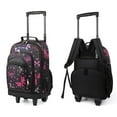 thumbnail image 1 of 20" Rolling Backpack for Women Men,2 in 1 Carry On Travel Backpack with Wheels & Telescopic Handle for Work, Weekend, School & Short Trips, Pink Butterfly, JH2561, 1 of 9