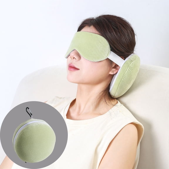 2 In 1 Travel Neck Pillow Eye Mask, Memory Foam U Shaped Pillow Ergonomic Cervical Support with Shading Sleep Mask for Airplane Car Office Home Nap