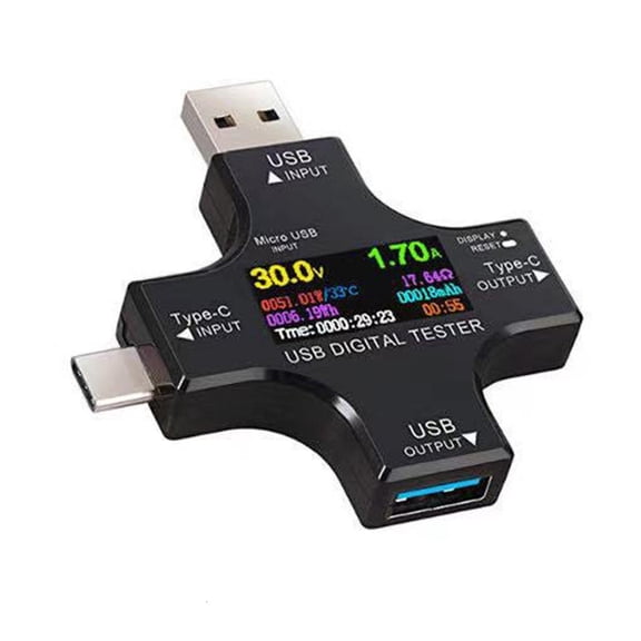 2 In 1 Type C USB Tester Digital Multimeter LCD Screen Voltages Current Meter Upgrades for Voltages & Current Measurement