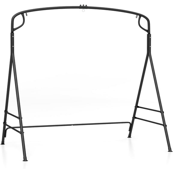 2 In 1 Upgraded Metal Outdoor Porch Swing Stand, Heavy Duty Hanging Swing Frame, Black