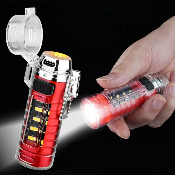 2 In 1 Usb Rechargeable Flashlight Lighter Waterproof Multi Function Lighter With Led Light 3.7 X 1.7 Inches 0.15 Pounds