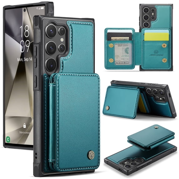 2 In 1 Wallet Case for Samsung Galaxy S25 Ultra, Detachable Magnetic Back Cover Cards Holder Premium PU Leather Stand RFID Blocking Bumper Shockproof Case Cover for Samsung Galaxy S25 Ultra, Blue