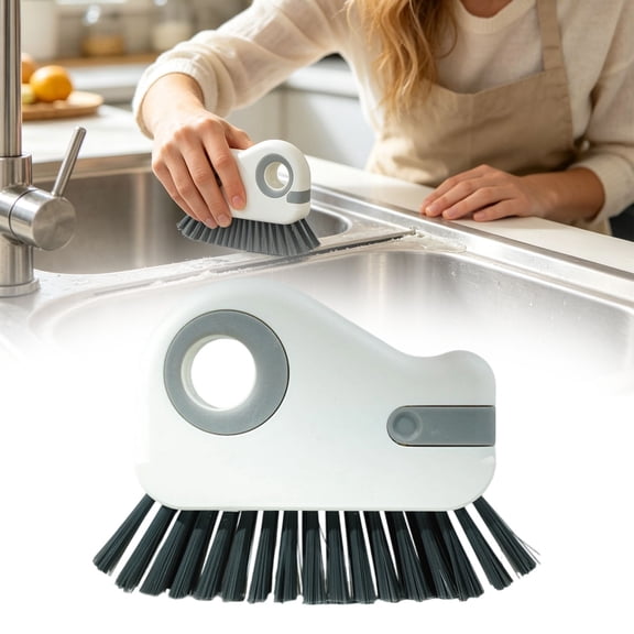 2 In 1 Window Track Cleaning Brush, Ongmies Multifunctional Hard Bristle Brush with Hidden Scraper for Sliding Door Window Sill