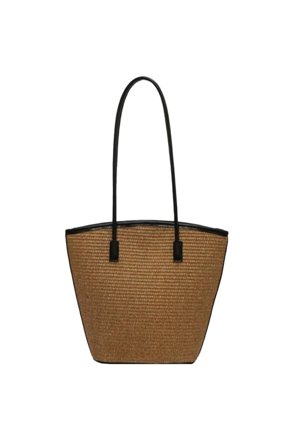 2-In-1 Women Straw Woven Summer Beach Bag Large Bucket Tote Purse Casual Shoulder Bag Eco-Friendly Top Handle Handbag