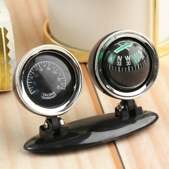 NIAIZEK Car Dashboard Compass Thermometer 2 In 1 Black Navigation