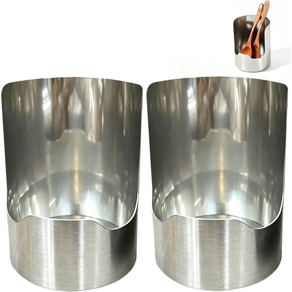 2 In1 Multi-functional Kitchen Utensil Holder, Heavy Duty Stainless Steel Pot Lid & Spoon Rack, Space-Saving Vertical Stand for Spatulas,Tongs,Ladles, Countertop Organizer,Thickened Storage Stand(1pc