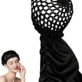 thumbnail image 1 of 2 In1 Wrap Cap Bonnet Reversible,Adjustable Hair Wrap Nettie Band,Extra Long Hair Silk Press Set Braid Bonnet for Curly(Black), 1 of 10