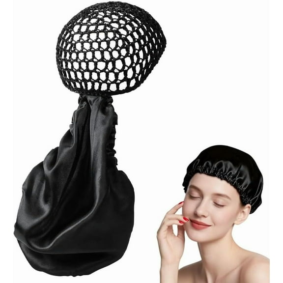 2 In1 Wrap Cap Bonnet Reversible Adjustable Tie Band,Bonnet Hair Wrap Cap for Silk Press,Double Layered Nettie Band for Curly