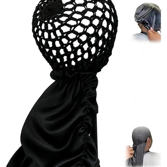 2 In1 Wrap Cap Bonnet Reversible Adjustable Tie Band, Double-Layer Satin Sleep Cap for Curly, Natural & Braided Hair