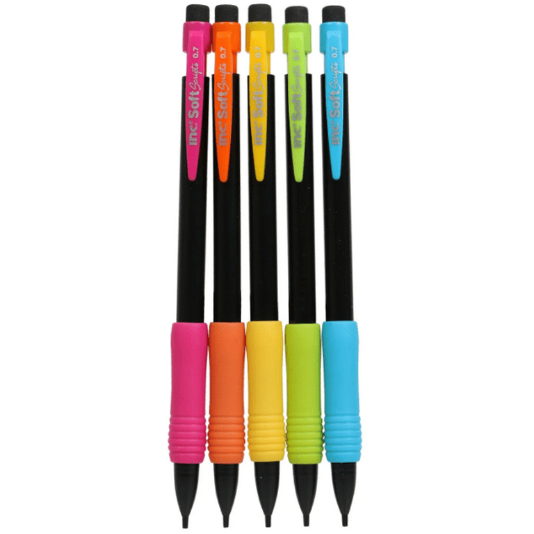 2 Inc Soft Scripts 5 2 Mechanical Pencils Assorted Colors 0.7 mm Comfort Grip Never Needs Sharpening