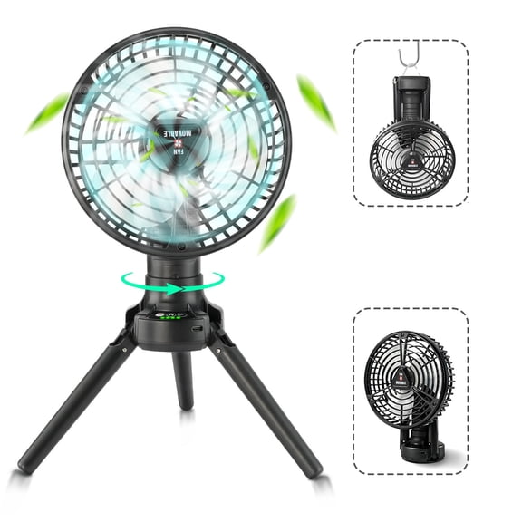 2 Inch 1 Rechargeable Portable Adjustable USB Camping Fan With LED Lantern Lamp