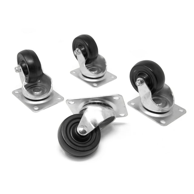 2-Inch 110-Pound Capacity Single-Bearing Rubber Swivel Plate Caster (4 ...