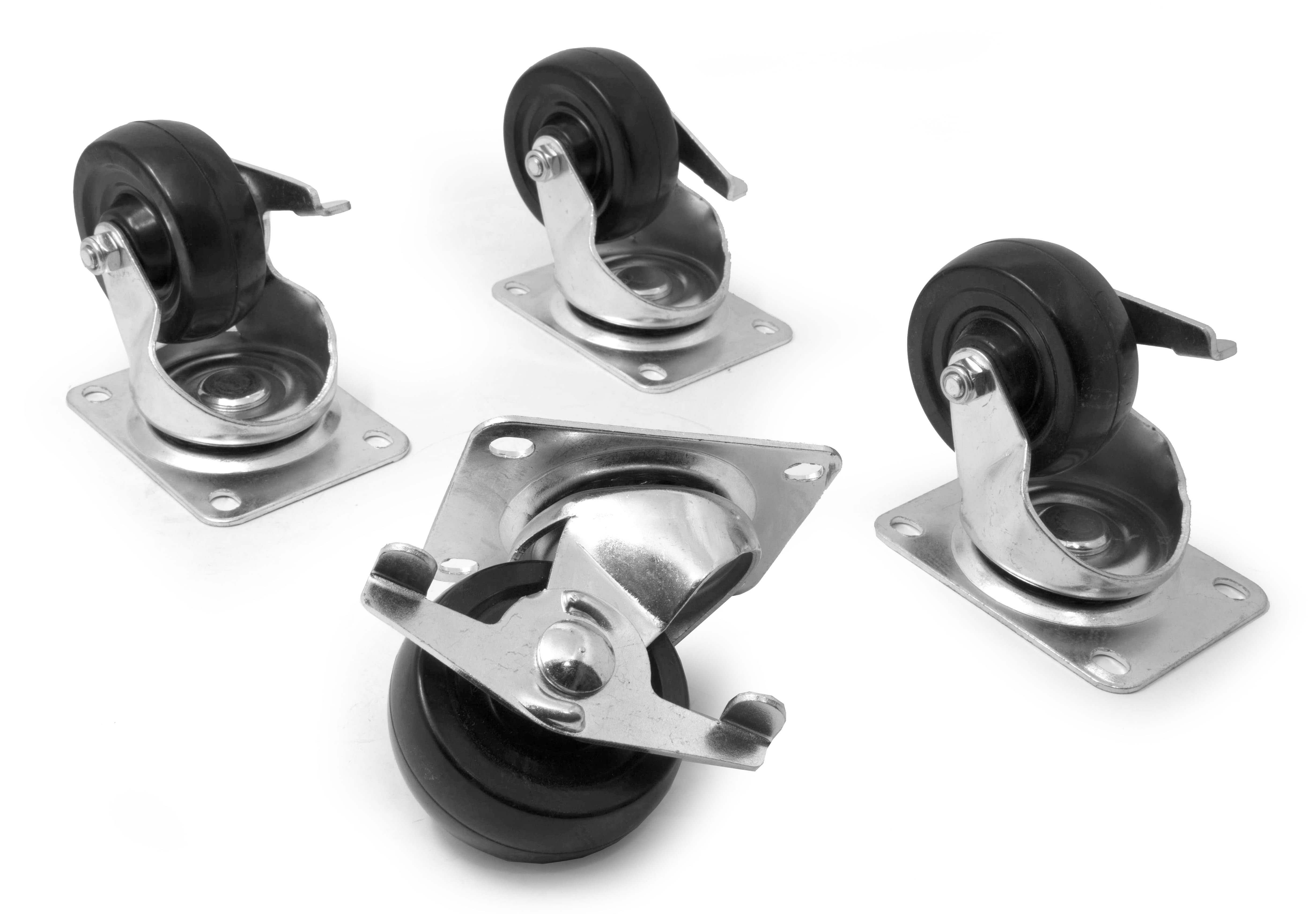 2 in. 110 lbs. Capacity Rubber Single-Bearing Swivel Plate Caster (4-Pack)