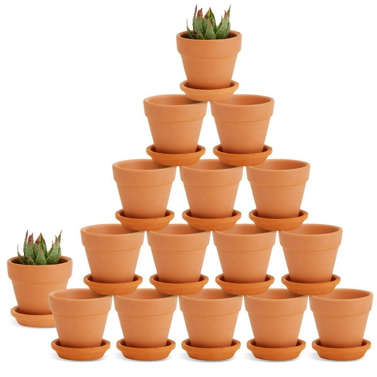 16-Pack Terra Cotta Pots with Saucer, Mini Small Terracotta Flower Clay Pots Planters with Saucer Ceramic Pottery Nursery Indoor Outdoor Gardening for Cacti & Succulent Plants, Brown 1.9 x 1.5 inches 16-Pack Terra Cotta Pots with Saucer, Mini Small Terracotta Flower Clay Pots Planters with Saucer Ceramic Pottery Nursery Indoor Outdoor Gardening for Cacti & Succulent Plants, Brown 1.9 x 1.5 inches