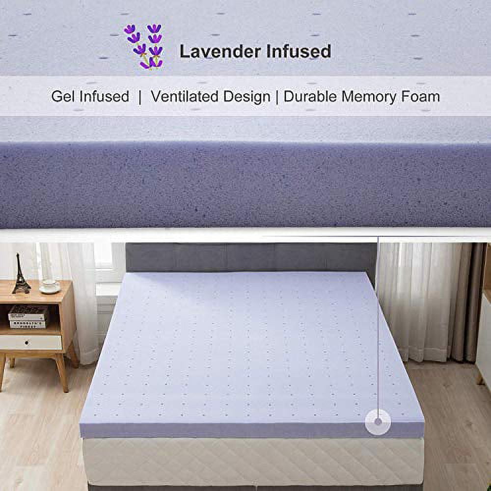 2 Inch 2" Full Size Gel Infused Memory Foam Mattress Topper Bed Topper