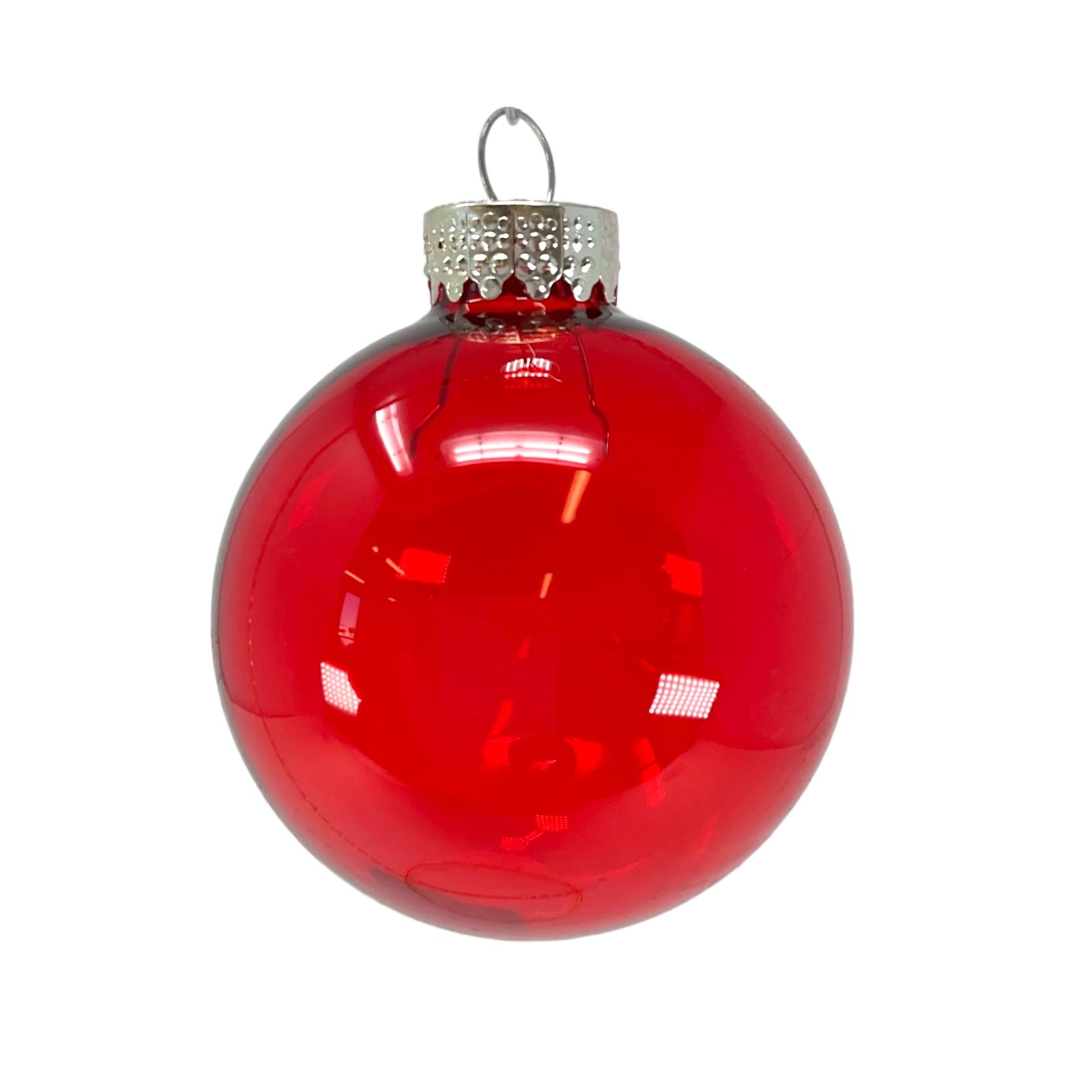 2 Inch (50mm) 14 count Clear Red Glass Ball Christmas Ornaments