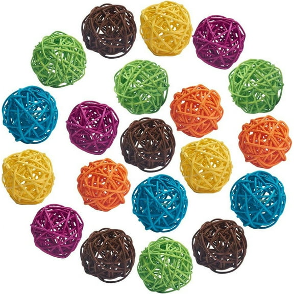 2 Inch 6 Colors Wicker Rattan Ball Orbs Vase Fillers for Craft Decorative Balls for Bowls Party Wedding Table Decoration Shower Aromatherapy Accessories 24pcs colorful
