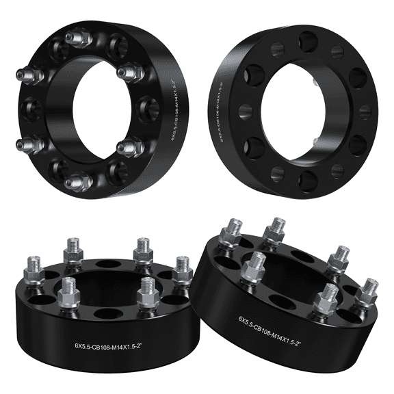 2 inch 6x5.5 (6x139.7mm) Wheel Spacers Adapter for GMC,Cadillac,Chevy Silverado Suburban,108mm Hub Bore & M14x1.5 Studs,4 PCS