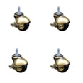 thumbnail image 1 of 2 Inch Antique Brass Hooded 3/8 Inch Threaded Stem Ball Casters with Brake Set 4, 1 of 2