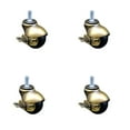 thumbnail image 1 of 2 Inch Antique Brass Hooded 5/16 Inch Threaded Stem Ball Caster with Brake Set 4, 1 of 2
