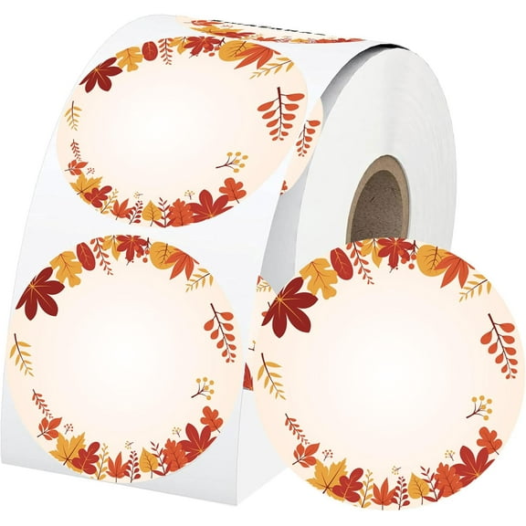 2 Inch Autumn Thermal Stickers Direct Thermal Labels Fall Maple Leaves Stickers Self-Adhesive Printer Labels 500Pcs