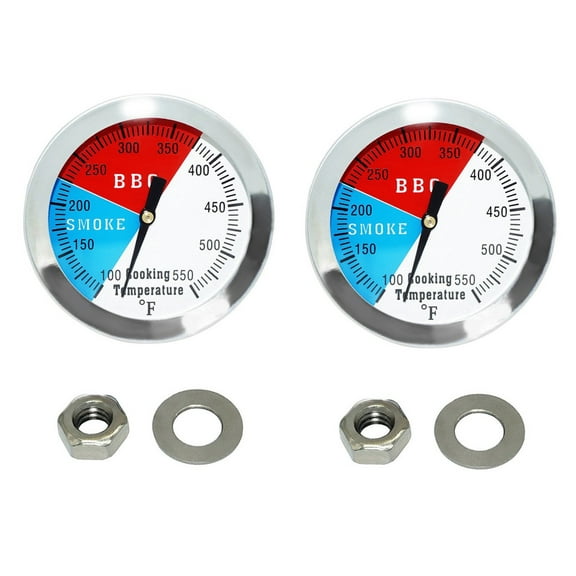 2 Inch BBQ Thermometer Gauge - 2 Pcs Charcoal Pit Smoker Temp Gauge - Replacement for Smoker Grill Wood Charcoal Pit, Temp Thermometer
