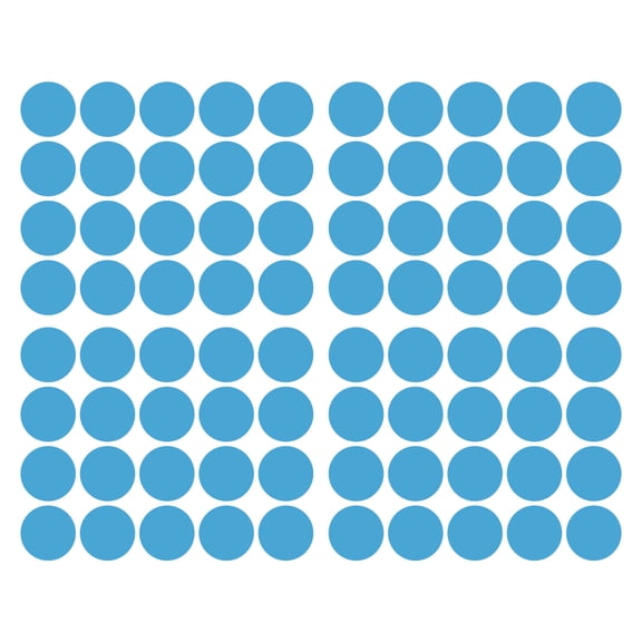 2 Inch Baby Blue Vinyl Dot Decals Durable for floors with heavy foot traffic - Pack of 80