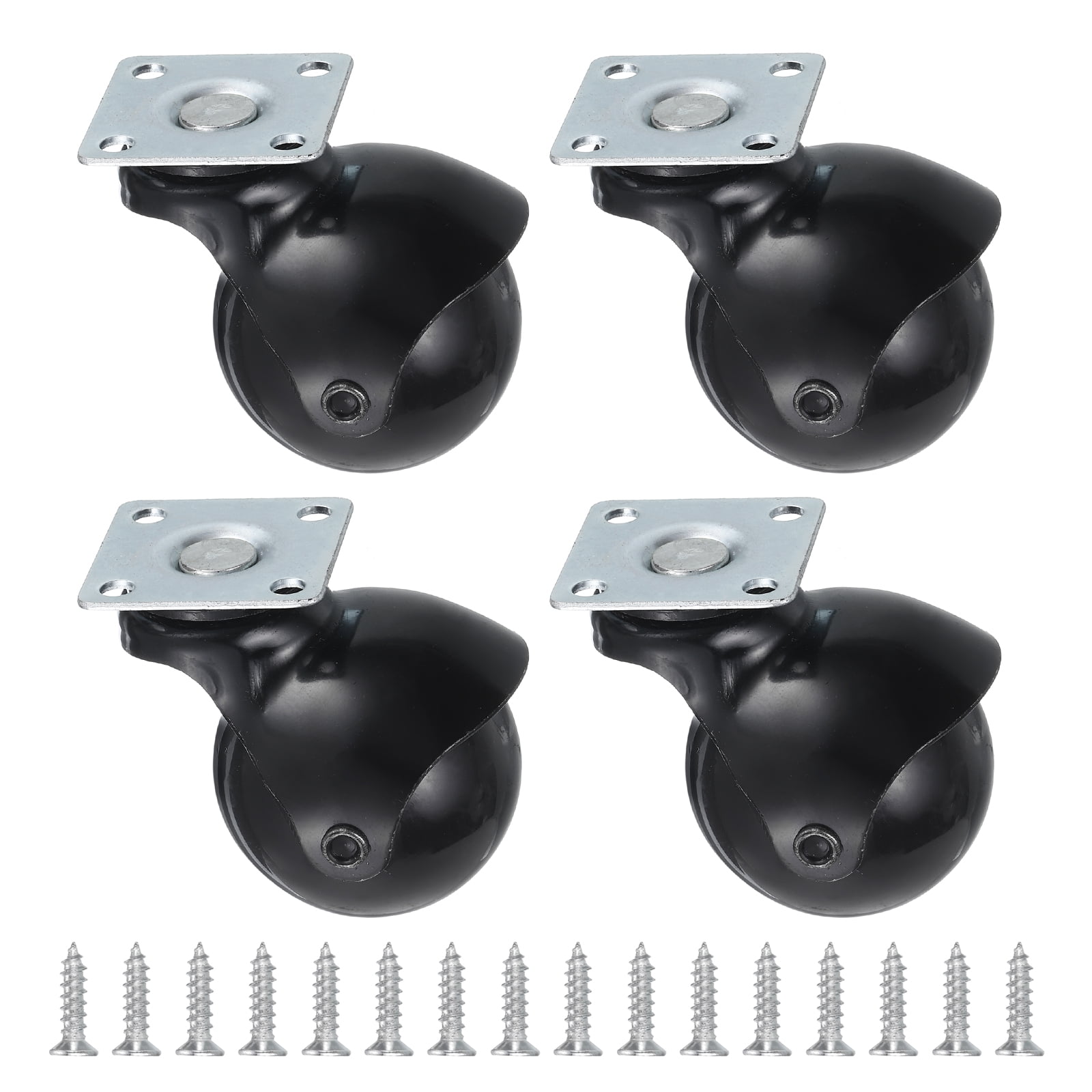 2 Inch Ball Caster Wheels, 4 Pack Swivel Furniture Casters, Black ...