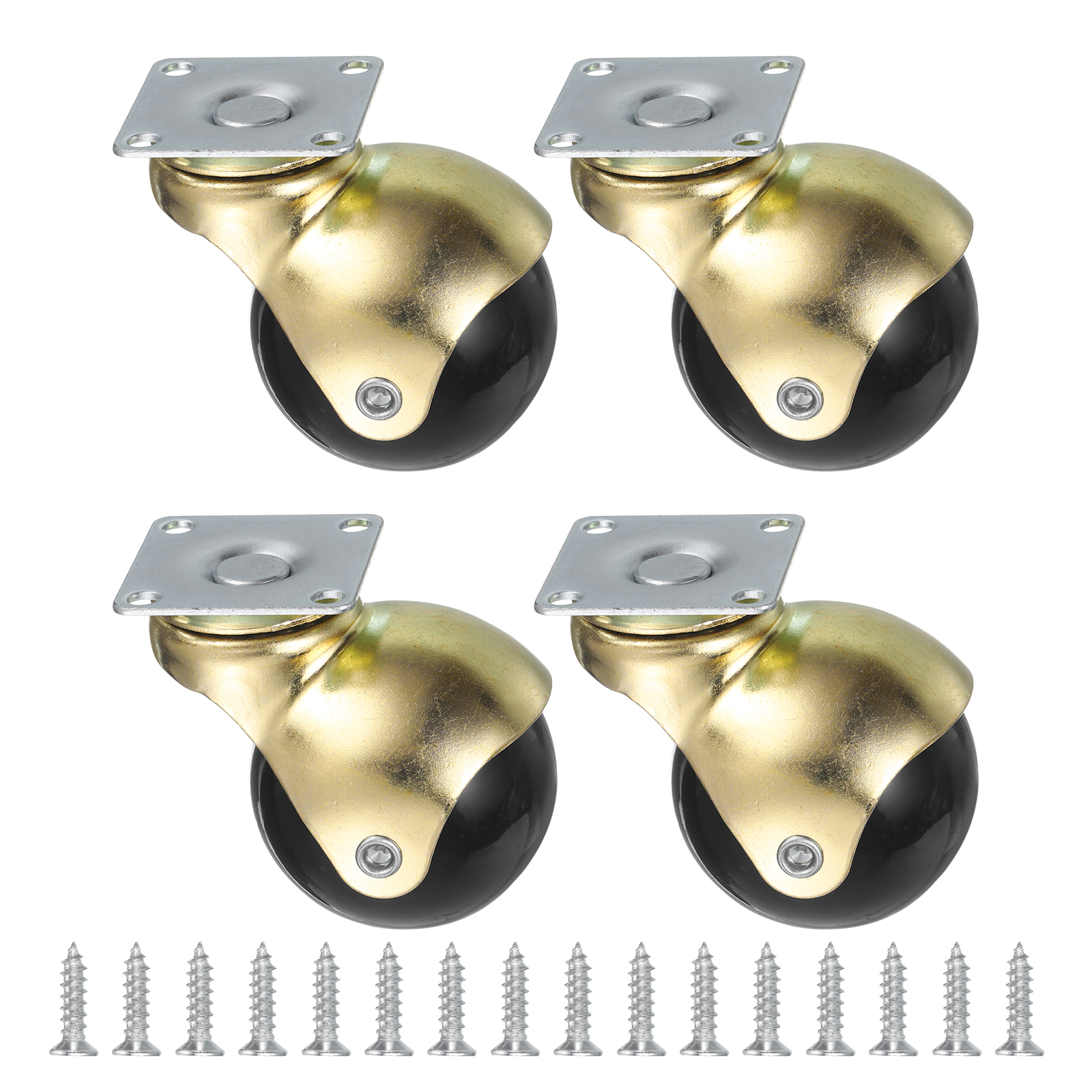 2 Inch Ball Caster Wheels, 4 Pack Swivel Furniture Casters, Gold Tone ...