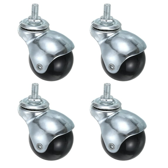 2 Inch Ball Caster Wheels, 4 Pack Threaded Stem Caster, Silver Tone