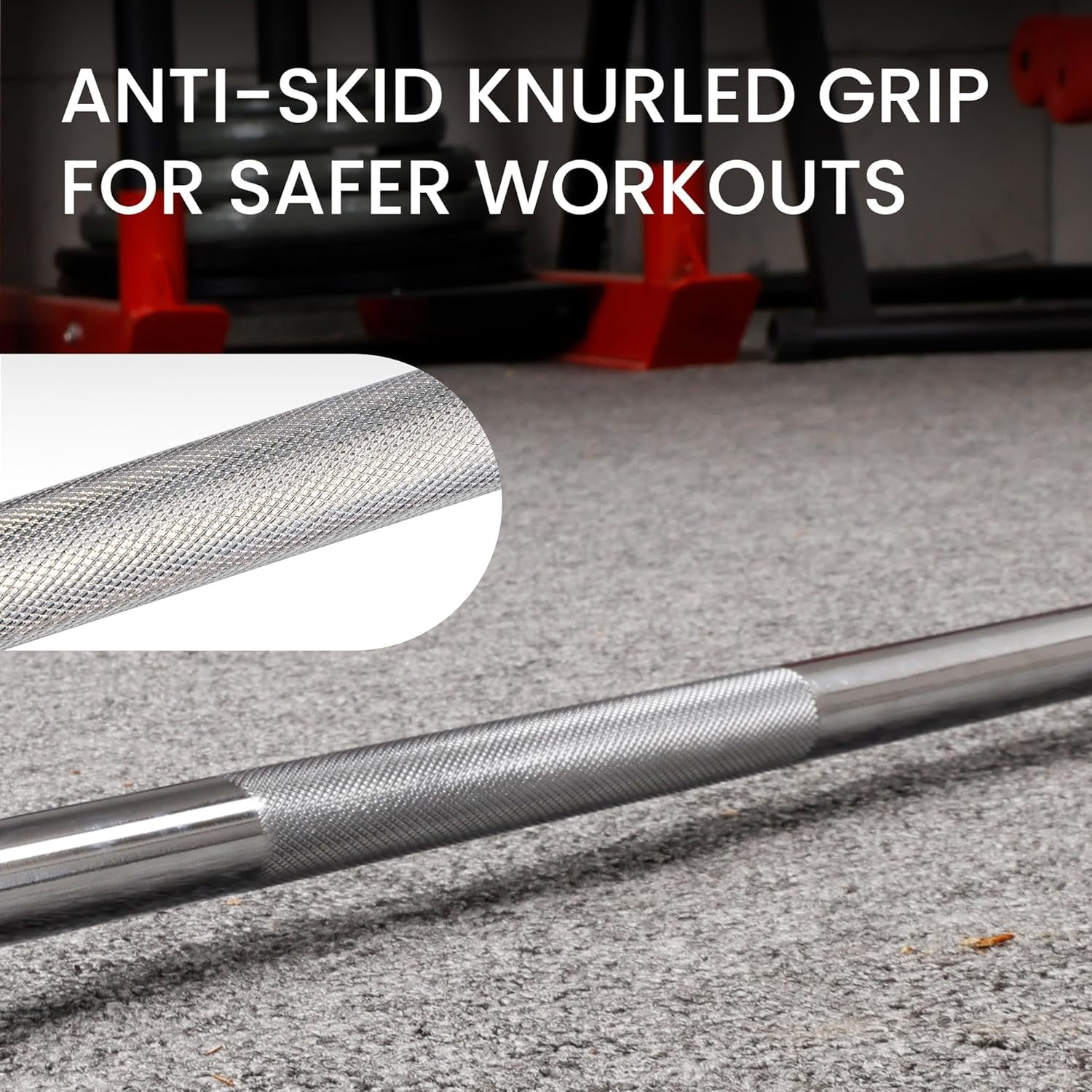 2 Inch  Barbell Bar, 5/6/7 Feet Bar with Collar for Home Gym Strength Training