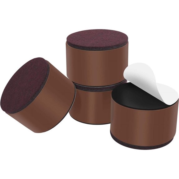 2 Inch Bed and Furniture Risers, Round Heavy Duty Solid Steel Self-Adhesive Sofa Table Couch Dresser Risers, Supports 20,000 lbs, Protect Wood and Carpet Floors from Scratch (Brown, 4 Pack)