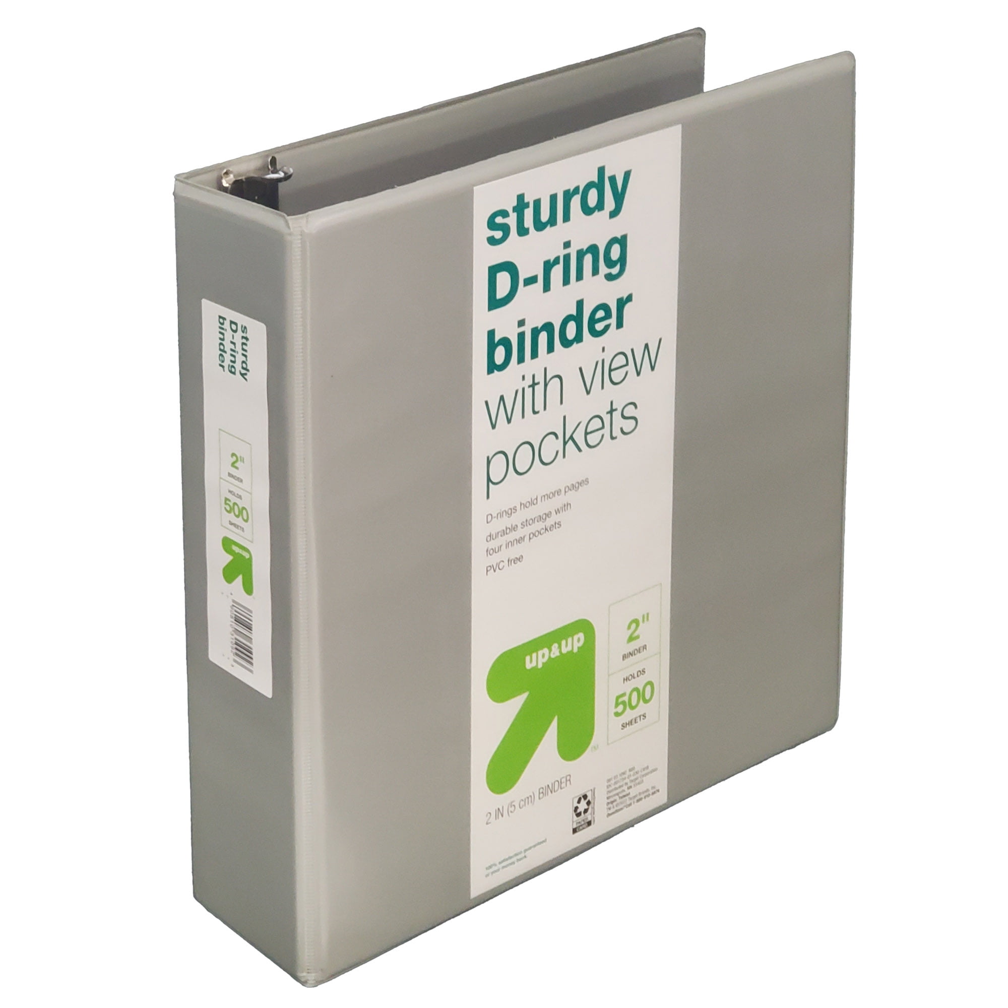 2 Inch Binder, PVC Free, Holds 500 Sheets, Sturdy DRing Binder with
