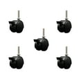 thumbnail image 1 of 2 Inch Black Metal Hood Twin Caster with Brake Nylon Wheel 3/8 Thread Stem Set 5, 1 of 2