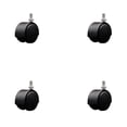 thumbnail image 1 of 2 Inch Black Metal Hood Twin Wheel Caster Nylon Wheels 3/8 Thread Stem Set of 4, 1 of 2