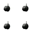 thumbnail image 1 of 2 Inch Black Metal Hood Twin Wheel Caster Nylon Wheels 3/8 Thread Stem Set of 4, 1 of 2