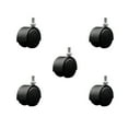 thumbnail image 1 of 2 Inch Black Metal Hood Twin Wheel Caster Nylon Wheels 3/8 Thread Stem Set of 5, 1 of 2