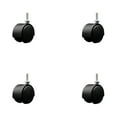 thumbnail image 1 of 2 Inch Black Metal Hood Twin Wheel Caster Nylon Wheels 5/16 Thread Stem Set of 4, 1 of 2