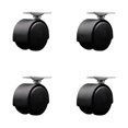 thumbnail image 1 of 2 Inch Black Metal Hooded Twin Wheel Caster Nylon Wheels Top Plate Set of 4 SCC, 1 of 2