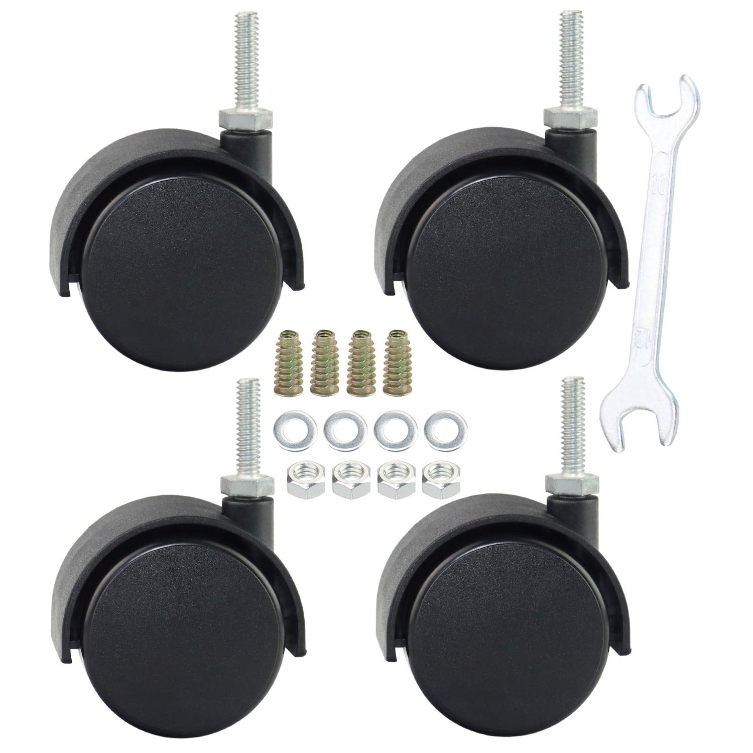 20 Inch Rams 2 Inch Black Swivel Caster Wheel 1/4-20 Thread Stem Pack of 4 - Walmart.com