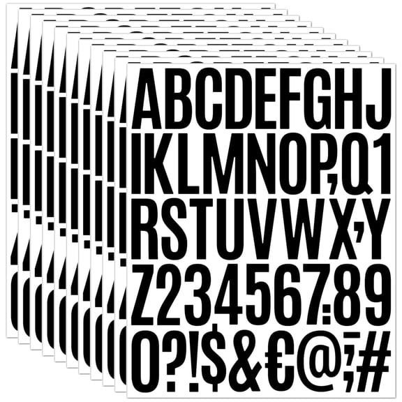 1000 Pcs 2 Inch Black Waterproof Vinyl Letter Number Stickers 20 Sheets for Mailbox, Vehicle & Business Address Signs