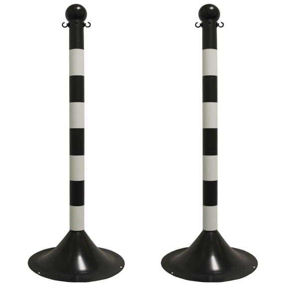 2 Inch Black/White Light Duty Stanchion (2 Pk)