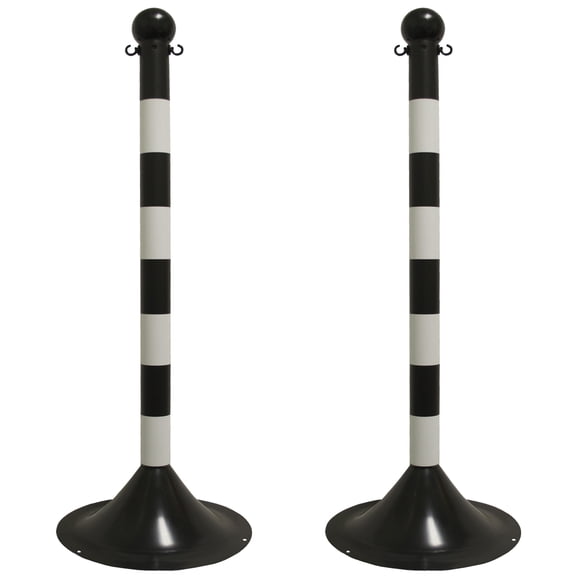 2 Inch Black/White Light Duty Stanchion (2 Pk)