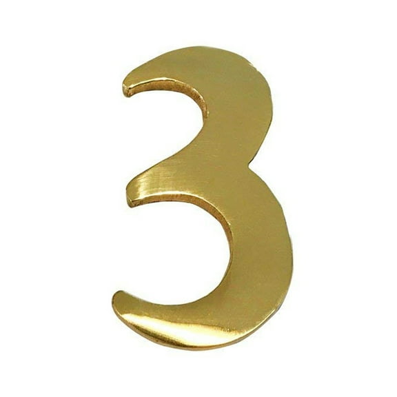 2-Inch Brass Mailbox Number 3 Self Adhesive Floating #3 Numbering for Address Plaque, Home, Door, & Business